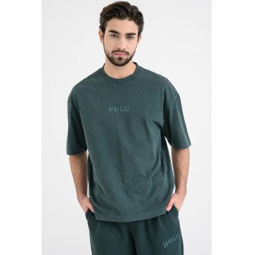 Tricou cu logo brodat Delw - Verde inchis