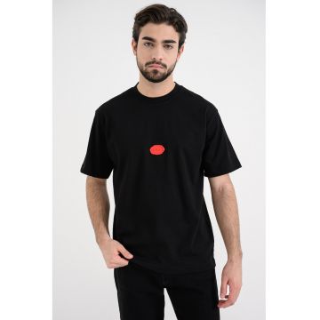 Tricou de bumbac cu logo stampila - Negru
