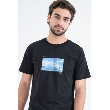 Tricou din bumbac cu imprimeu - Negru/Albastru glaciar