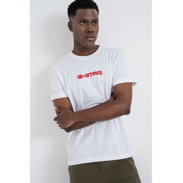 Tricou din bumbac organic cu imprimeu logo - Alb