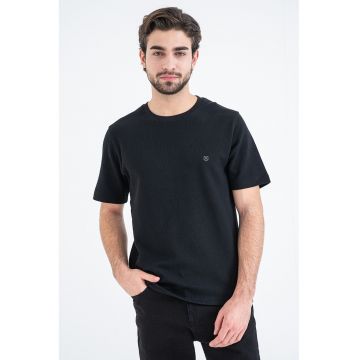 Tricou din bumbac organic pique - Negru