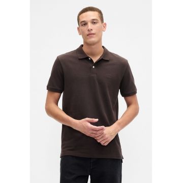 Tricou polo cu detaliu logo - Maro inchis