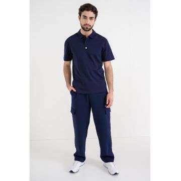 Tricou polo regular-fit de bumbac Deabono - Albastru indigo