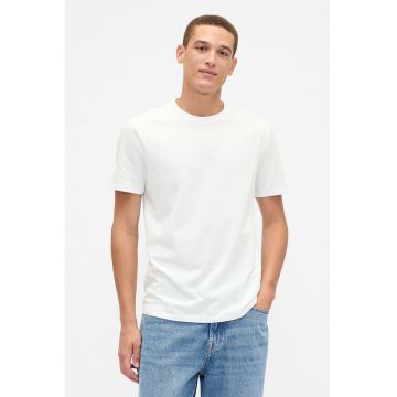 Tricou regular fit cu logo brodat - Alb murdar