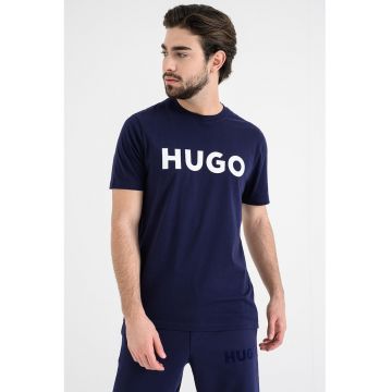 Tricou regular fit cu logo cauciucat Dulivio - Alb/Albastru indigo