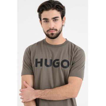 Tricou regular fit cu logo cauciucat Dulivio - Negru/Kaki