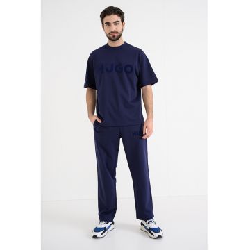 Tricou supradimensionat cu decolteu la baza gatului Dinkee - Albastru indigo