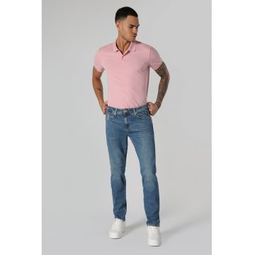 Blugi drepti cu aspect decolorat Karl - Albastru