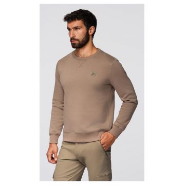 Bluza clasica cu guler rotund  OM-SSNZ-0243 - Maro cafeniu