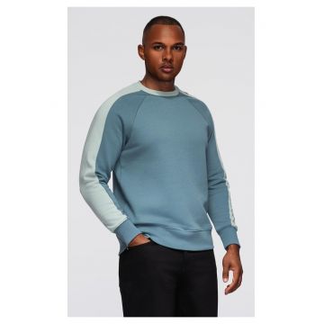 Bluza cu dungi contrastante si maneci raglan  OM-SSNZ-0200 - Dark Turquoise