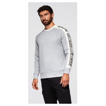 Bluza cu dungi contrastante si maneci raglan  OM-SSNZ-0200 - Gri melange