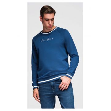 Bluza cu maneci raglan si detalii contrastante  OM-SSNZ-0244 - Albastru inchis - Albastru inchis