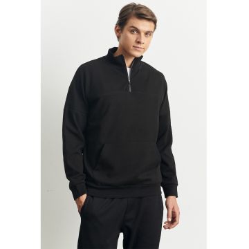 Bluza de trening cu buzunar kangaroo - Negru