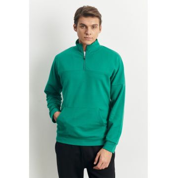 Bluza de trening cu buzunar kangaroo - Verde