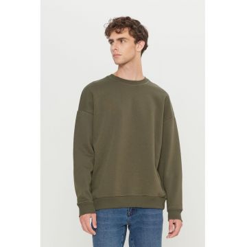 Bluza de trening cu maneci cazute si decolteu la baza gatului - Kaki