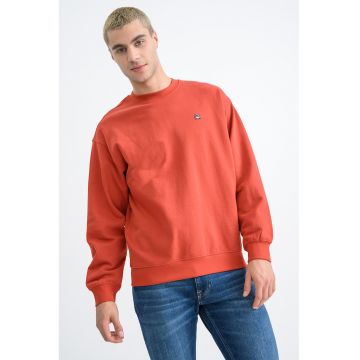 Bluza de trening din bumbac cu decolteu rotund - Caramiziu