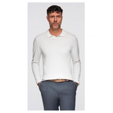 Bluza polo cu broderie pe piept  OM-POLS-0140 - Alb