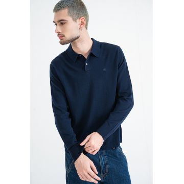 Bluza polo cu logo brodat - Bleumarin