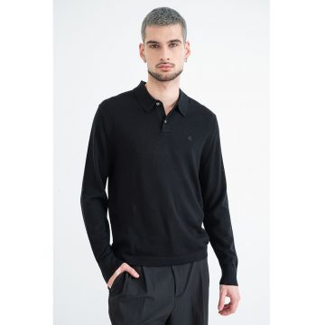 Bluza polo cu logo brodat - Negru
