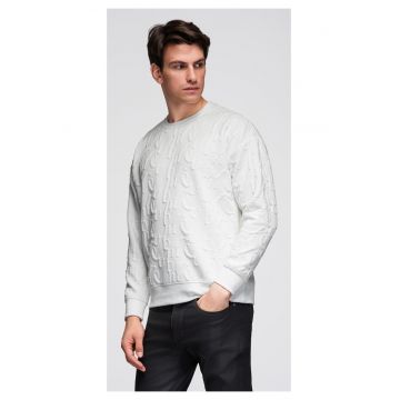 Bluza RELAXED FIT cu litere prelucrate  B1712 - Alb murdar