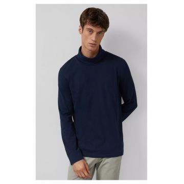 Bluza uni de bumbac cu guler inalt