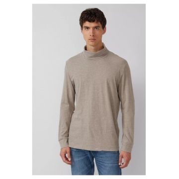 Bluza uni de bumbac cu guler inalt