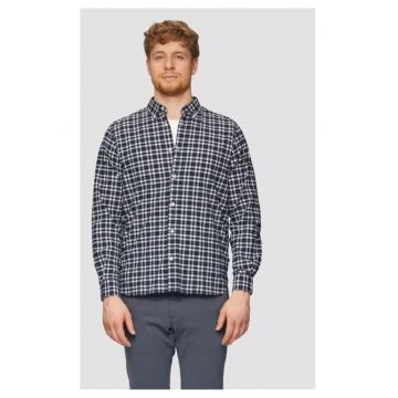 Cămașă bărbați -  imprimeu în carouri - alb - Alb