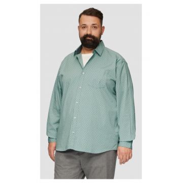 Camasa barbati big sizes - cu maneca lunga si imprimeu floral - Slim Fit - Verde deschis - Verde deschis