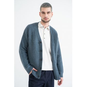 Cardigan din amestec de lana cu nasturi - Gri inchis