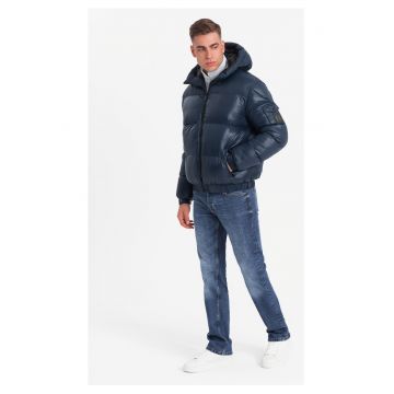 Geaca cu snururi  OM-JAHP-0207 - Albastru inchis