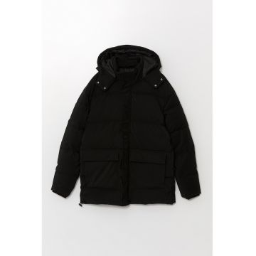 Geaca cu vatelina si gluga - Negru