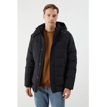 Geaca cu vatelina si gluga - Negru