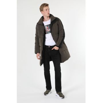 Geaca cu vatelina si guler inalt - Negru/Kaki