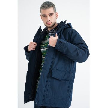 Geaca parka cu buzunare cu clapa - Bleumarin