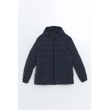 Geaca regular-fit cu gluga - Negru