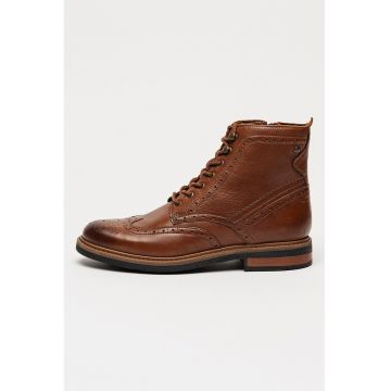 Ghete din piele cu model brogue Newford - Maro