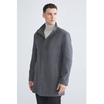 Haina scurta cu guler mediu - Gri melange