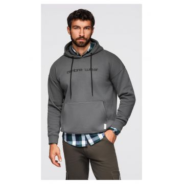 Hanorac cu gluga si broderie  OM-SSNZ-0241 - Gri inchis