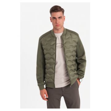 Jacheta bomber cu model matlasat  OM-JALP-0141 - Verde inchis