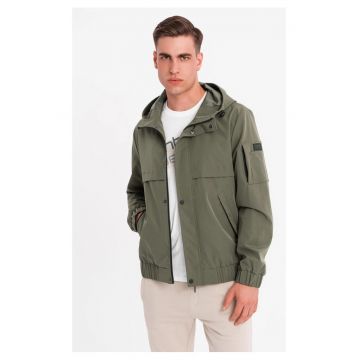 Jacheta cu buzunare si gluga - Maslinie