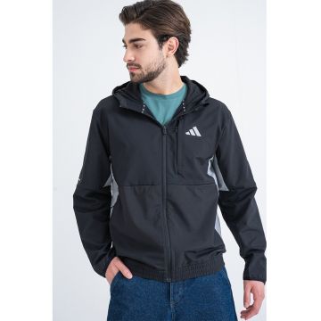 Jacheta cu gluga si buzunare cu fermoar - Negru/Gri