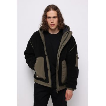 Jacheta cu maneci cazute si gluga - Negru