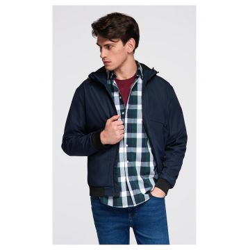 Jacheta usoara cu gluga si captuseala din plasa  C640 - Albastru inchis