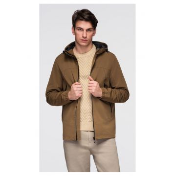 Jacheta usoara cu strat impermeabil si gluga  C638 - Maro