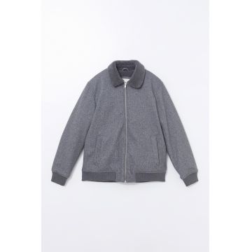 Palton scurt cu fermoar - Gri inchis