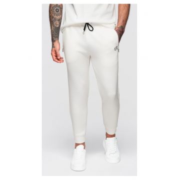 Pantaloni de trening cu picioare elastice  OM-PASK-0223 - Alb