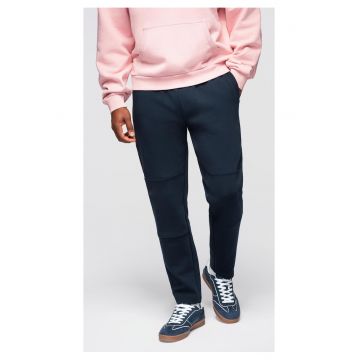 Pantaloni de trening cu picior drept si detalii elastice  OM-PASK-0281 - Albastru inchis