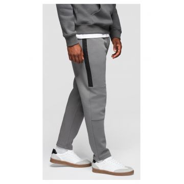 Pantaloni de trening cu picior drept si detalii elastice  OM-PASK-0281 - Gri