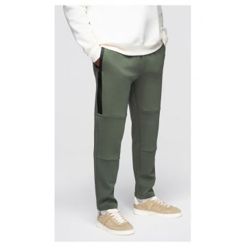 Pantaloni de trening cu picior drept si detalii elastice  OM-PASK-0281 - Verde