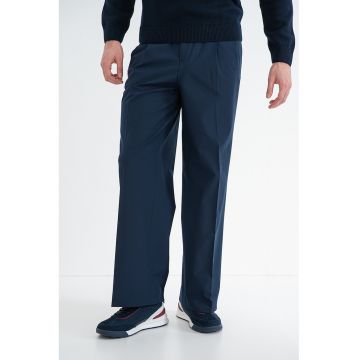 Pantaloni uni cu croiala dreapta - Albastru ultramarin